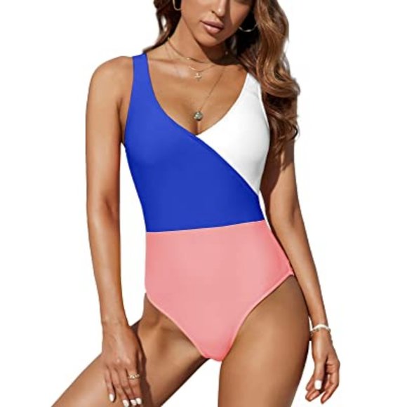 One Piece High Waisted Wrap High Cut Tummy Control Swimsuit NWOT - Picture 2 of 3